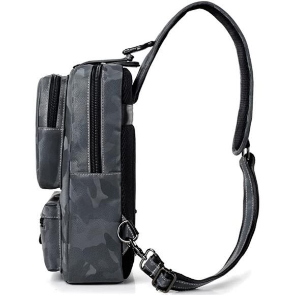 Small Black Sling Crossbody Backpack Shoulder Bag for Men - Picture 4 of 6